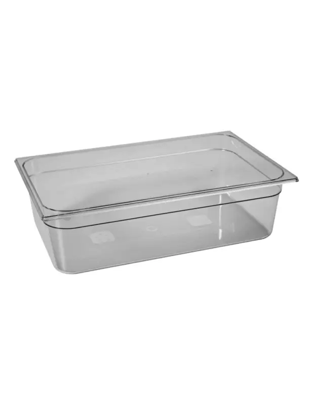 Offre Limitée BAC GASTRO. COPOLYESTER GN1/1 PROF 150 MM SANS BISPHENOL A L (en mm) : 530 – P (en mm) : 325 H (en mm) : 150 – Cont. (en L) : 20