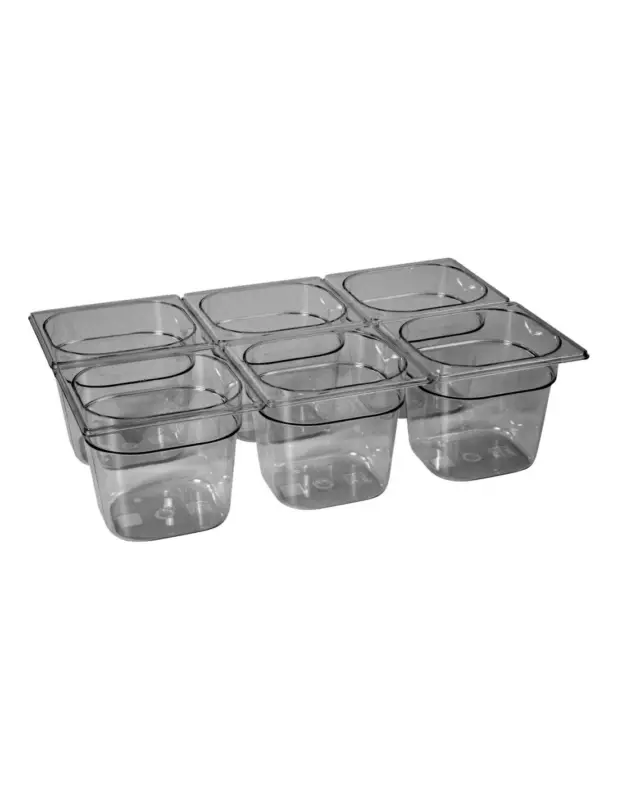 Promotion Saisonnière BAC GASTRO. COPOLYESTER GN1/6 PROF 150 MM SANS BISPHENOL A L (en mm) : 176 – P (en mm) : 162 H (en mm) : 150