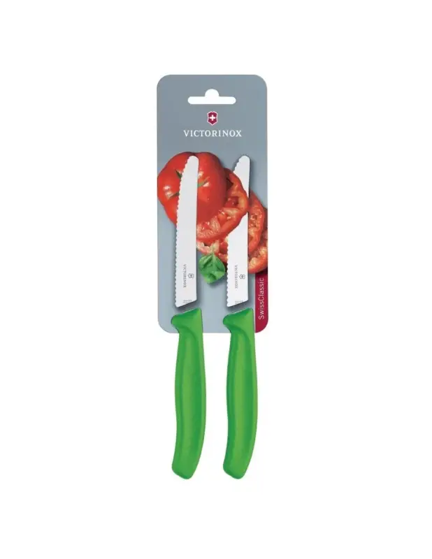 Set de couteaux à tomates et de table dentés Victorinox 11cm verts (lot de 2) Prix Cassé