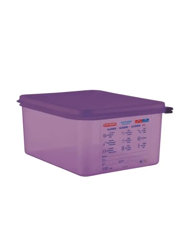 Marque Bac hermétique violet antiallergénique GN1/2 Araven 10L