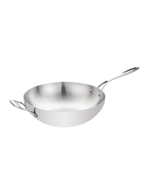 Wok triple épaisseur à fond plat Vogue Haute Qualité