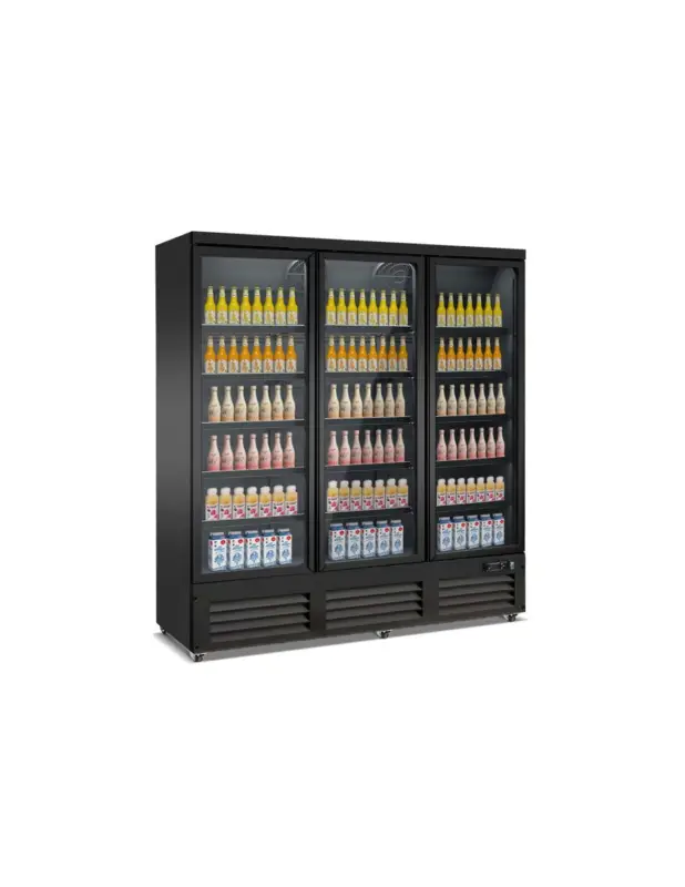 RÉFRIGÉRATEUR 3 PORTES EN VERRE NOIR CEB-1600R BL Livraison Express