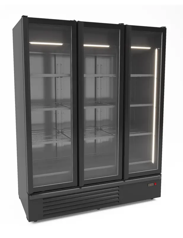 RÉFRIGÉRATEUR 3 PORTES EN VERRE NOIR 1555L Prix Cassé