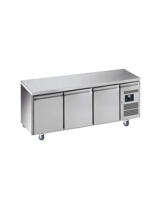 DESSERTE REFRIGEREE INOX CENTRALE -18/-22°C. 3 P. GN1/1.SUR ROULETTES Ø 100 MM Tension : 230V Mono – Puissance (en kW) : 0.6 Bon Marché