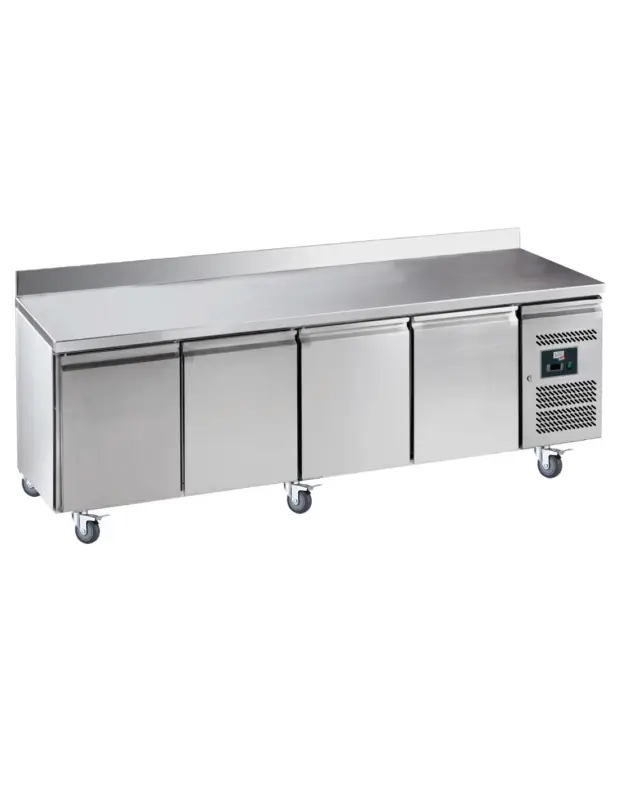 Prix Promo DESSERTE REFRIGEREE INOX DOSSERET 100X20MM -2/+8°C4 P. GN1/1.SUR ROULETTES Ø 100 M Tension : 230V Mono – Puissance (en kW) :