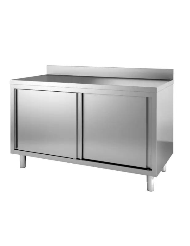Achat Immédiat MEUBLE BAS INOX ADOSSE. P. COULISSANTES DOUBLEES L (en mm) : 1 600 – P (en mm) : 700 H (en mm) : 850
