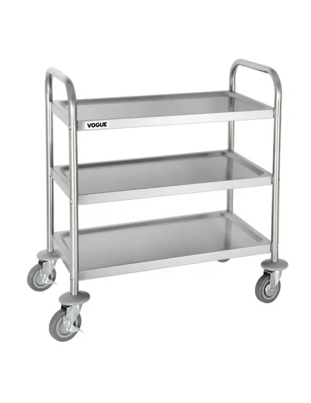Vente Flash Chariot de débarrassage inox 3 niveaux petite taille Vogue