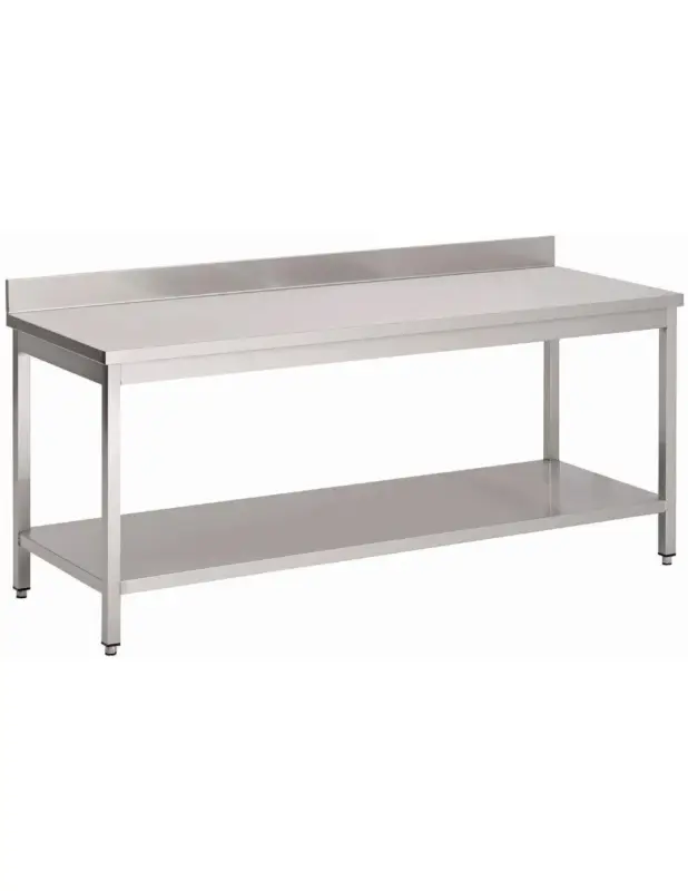 Acheter En Ligne Table de préparation inox 304 avec étagère basse et dosseret Gastro M 89x100x70cm