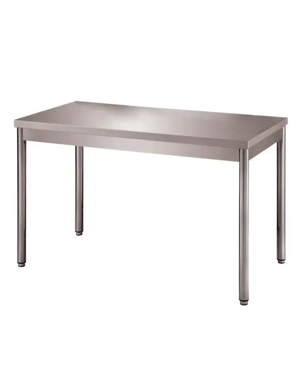 Usine Directe TABLE CENTRALE DEMONTABLE INOX 304. PIEDS RONDS.L (en mm) : 1 400 – P (en mm) : 700 H (en mm) : 850
