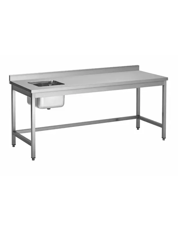 Usine Directe TABLE DU CHEF CENTRALE INOX 304 SOUDEE. 1 BAC 400X400X250 A GAUCHE L (en mm) : 1 400 – L (en mm) : 700 H (en mm) : 850