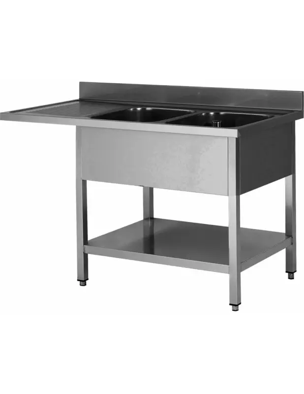 Achat Immédiat PLONGE INOX SOUDEE. ENCASTREMENT LV BAC DROITE 2 BACS 400X500X250 EGOUTTOIR A GAUCHE AVEC ETAGERE L (en mm) : 1 600 – P (en mm)