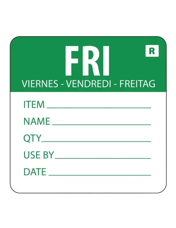 Acheter En Ligne Etiquette amovible Hygiplas jour de la semaine Vendredi (Lot de 500)
