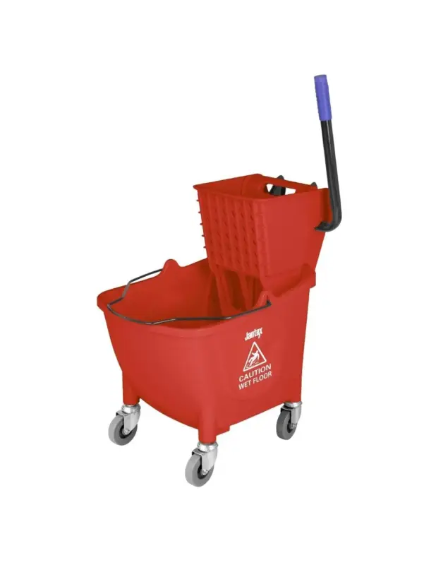 Commande En Gros Seau essoreur avec pédale de vidange Jantex 30L rouge