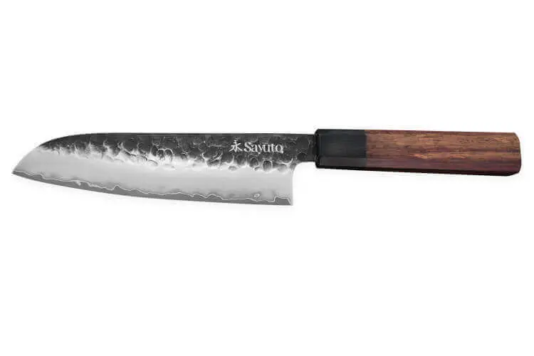 Livraison Gratuite Couteau santoku Sayuto S&eacute;quoia San Mai martel&eacute; 18cm