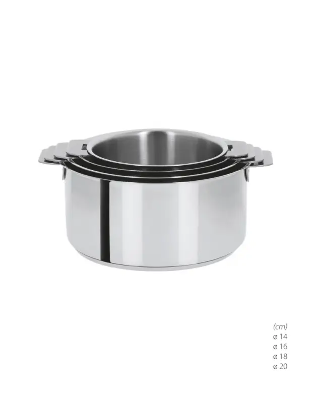 Achat Immédiat Série de 4 casseroles inox sans poignée – Collection Mutine Amovible – CRISTEL