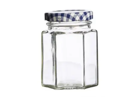 Expédié Aujourd’hui Bocal Hexagonal en Verre avec Couvercle 110 ml