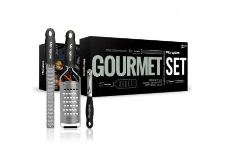 Offre Du Jour Gourmet Set Premium Zesteur + Râpe + Eplucheur I Inox Noir 3 Pcs