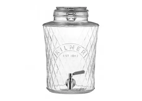 Diamond Distributeur en Verre pour Boissons Jus Cocktails Robinet Inox 5L Nouvel Arrivage