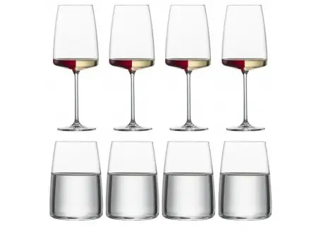 Vivid Senses Verre Vin Fruité fin Vin Blanc/Rouge et Gobelet Eau (8 Pcs) Meilleur Choix