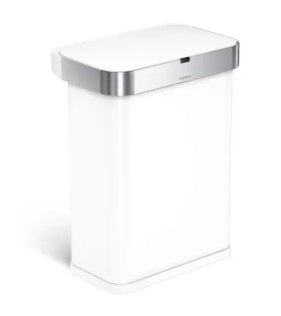 Simplehuman – Poubelle sans contact 58 L, avec pochette pour sacs, blanche ST2049 Achat Immédiat