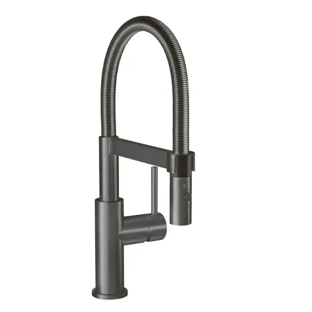 Villeroy & Boch Steel Expert Compact – Mitigeur d'évier avec bras flexible et douchette, anthracite 92730005 Paiement Sécurisé