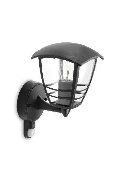 Philips myGarden – Lanterne d'extérieur murale 29×18 cm, E27, avec détecteur, noir 915002791102 Produit De Marque