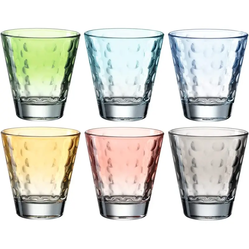 Coffret 6 gobelets assortis Optic pastel, Léonardo Haute Qualité