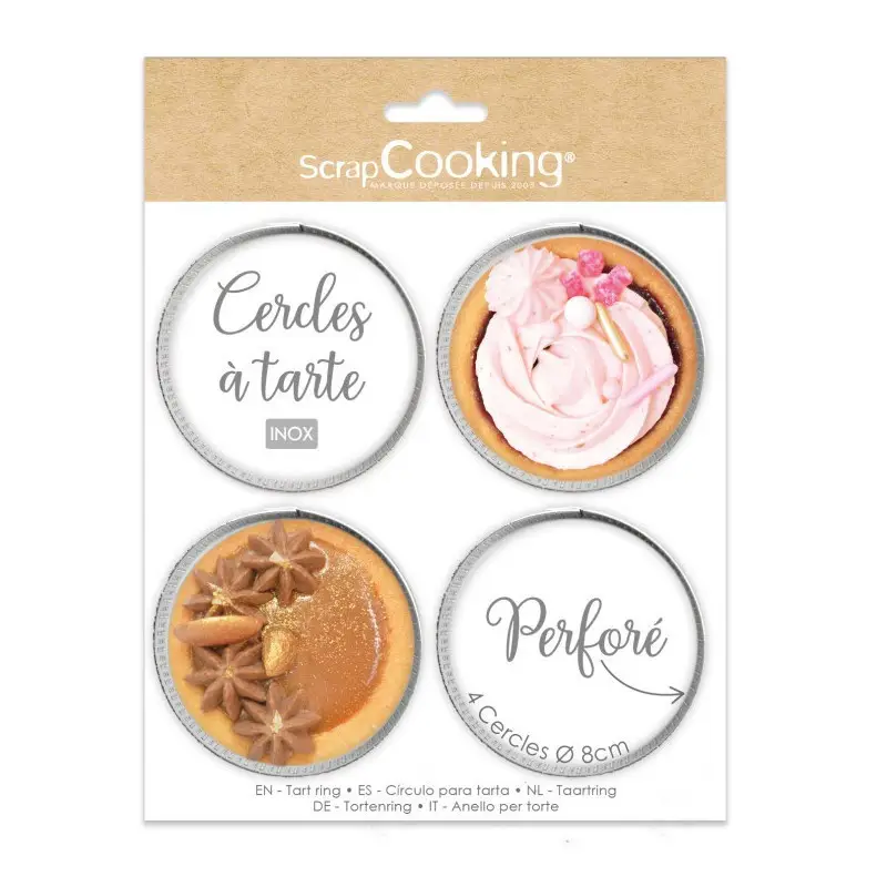 4 Cercles à tarte individuels perforés 8 cm Ronds, Scrapcooking Achetez Aujourd’hui