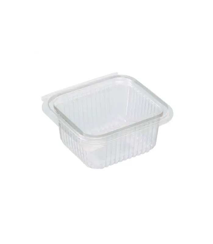 Vente Directe Barquette rectangulaire PLA transparente avec couvercle attaché126x117mm H56mm 370ml