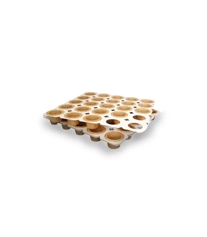 Top Vente Plateau cuisson carton avec 25 moules mini cake en papier noir alvéolé 285x285mm H25mm