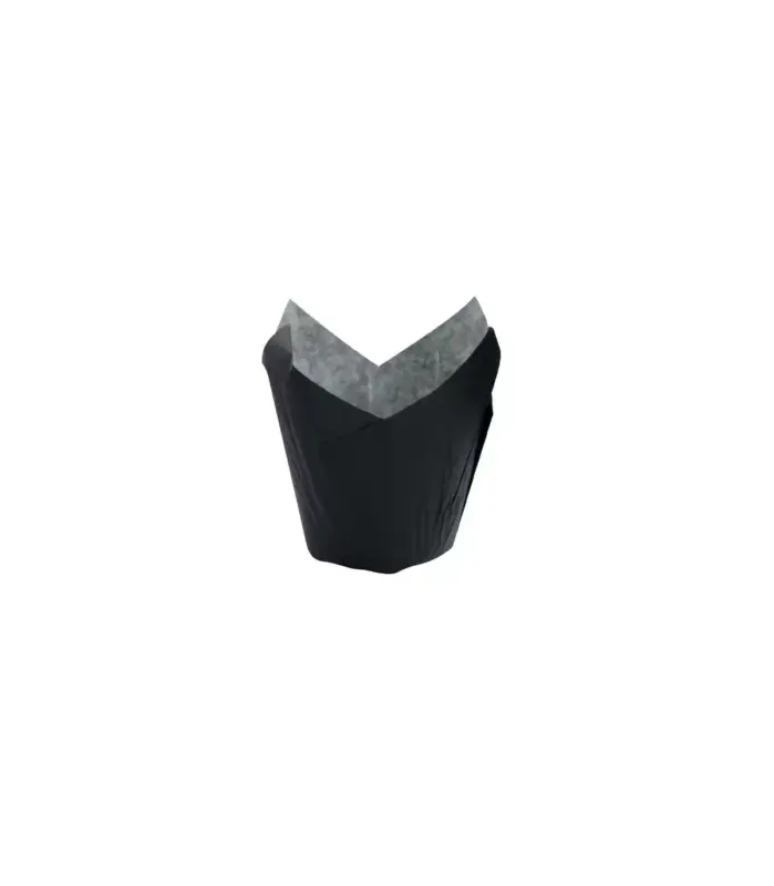 Achat Immédiat Caissette de cuisson forme tulipe en papier noir ingraissable H90mm