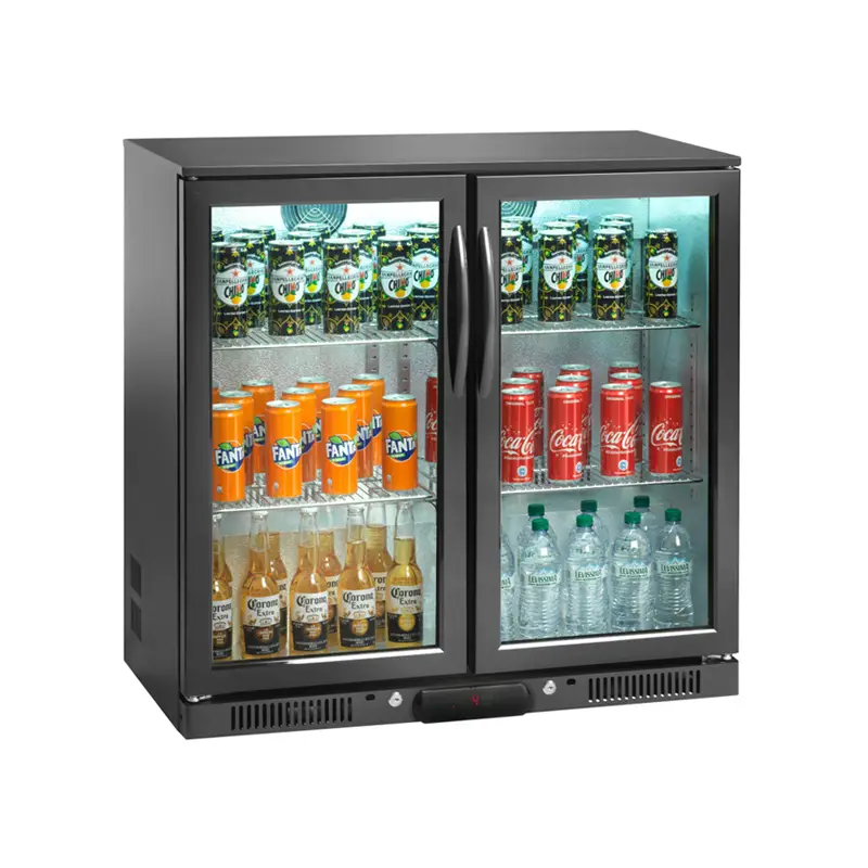 Arrière bar réfrigéré 180L, 2 Portes vitrées battantes, froid ventilé – AMITEK AK201BB Prix Bas