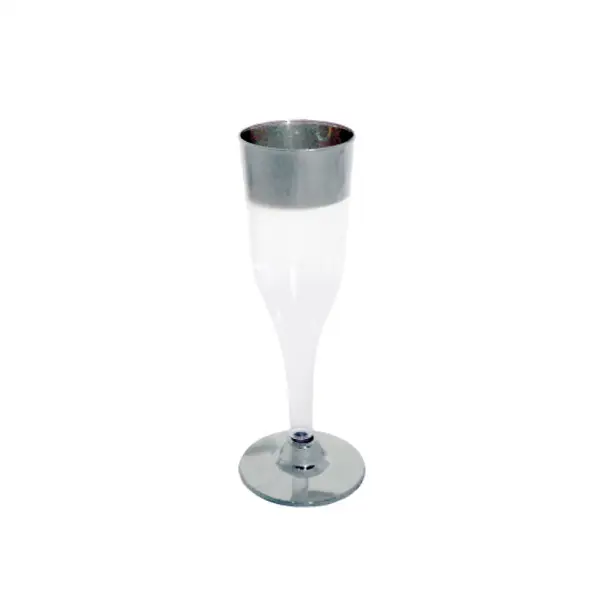 12 FLUTES CHAMPAGNE AVEC LISERÉ ARGENTÉ 180 MLTRANSPARENT PS (30 UNITÉ) – Garcia de Pou Meilleur Choix
