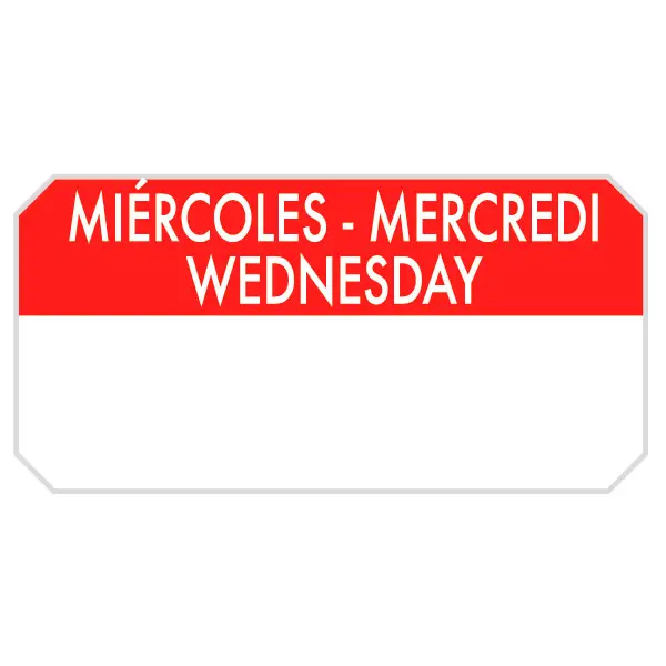1000 U. ÉTIQUETTES ADHESIVES « MERCREDI »5×2,5 CM ROUGE ADHESIF (1 UNITÉ) – Garcia de Pou Promotion Saisonnière