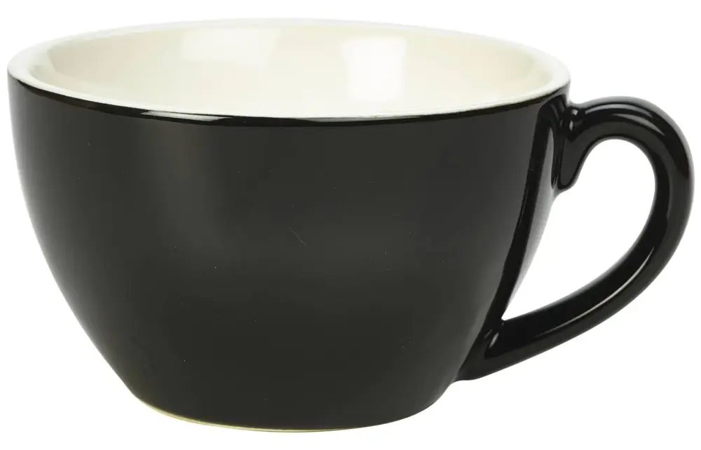 Commande En Gros Tasse à café au lait noire – 340ml (6 pcs)