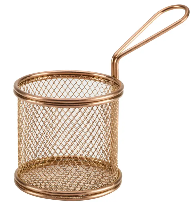 Corbeille de service ronde, acier inoxydable cuivré- 9,3x9cm Meilleur Choix