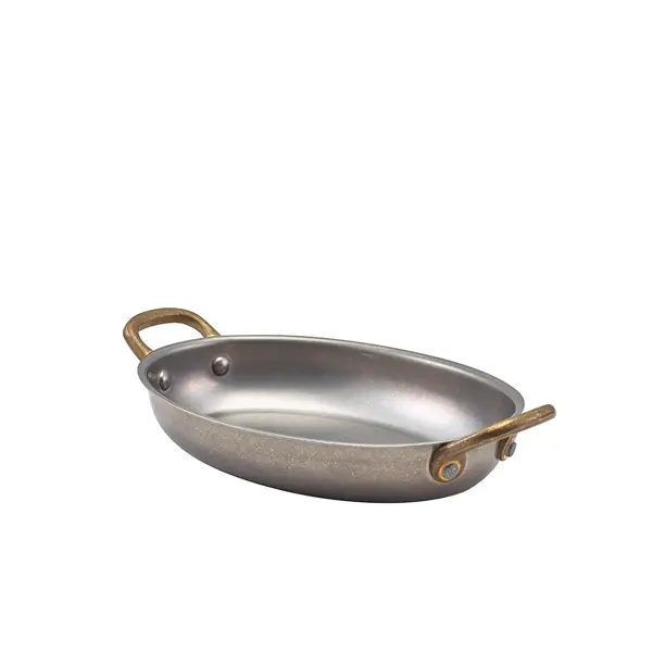 Super Prix Bol ovale avec anses, acier inoxydable vintage – 18,5 x 13,5 cm (6 pièces)