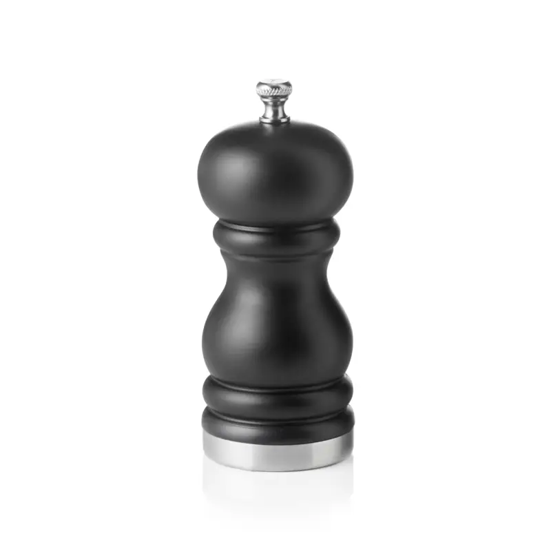 Achat Immédiat Moulin à sel en bois d&rsquo;hévéa noir mat – 11 cm