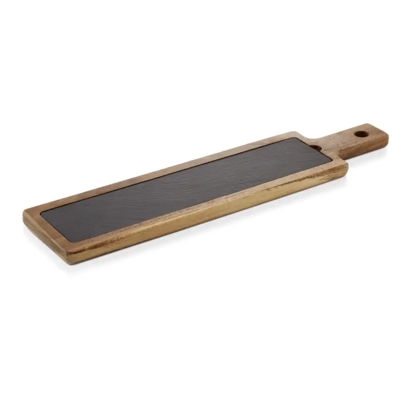 Bon Marché Plateau de service en bois d&rsquo;acacia, ardoise naturelle – 53,1×12,5×1,8cm