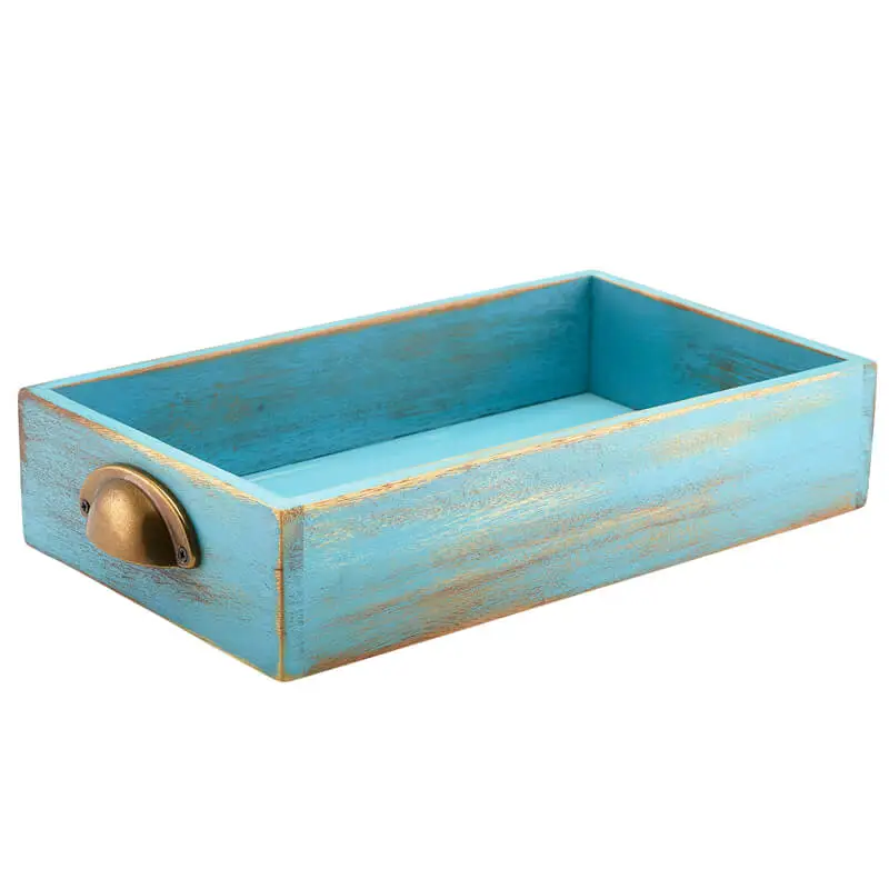 Tiroir de présentation, bois d&rsquo;acacia, 32,5 x 18,7 x 7 cm (GN 1/3) – bleu Promotion