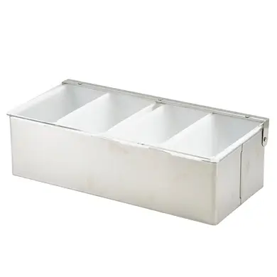 Acheter En Ligne Récipient à ingrédients en acier inoxydable – 4 compartiments (29,5x14x9 cm)