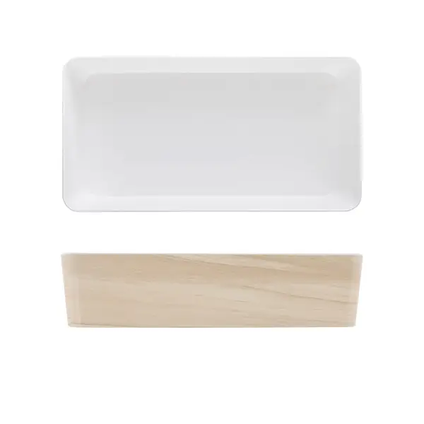 Barquette pour boîte à bento Tokyo, mélamine, 34,8 x 18 x 7,8 cm – aspect bois (3 pièces) Petit Prix
