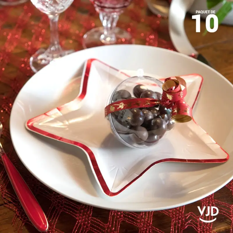 10 Assiettes carton étoile rouge 22 cm Prix Réduit