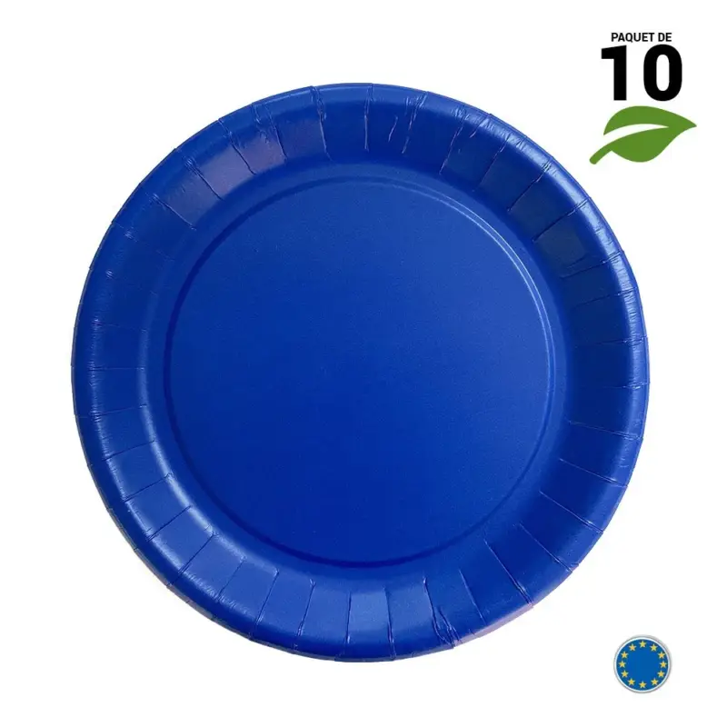 10 Assiettes carton bleu marine 22 cm Offre Du Jour