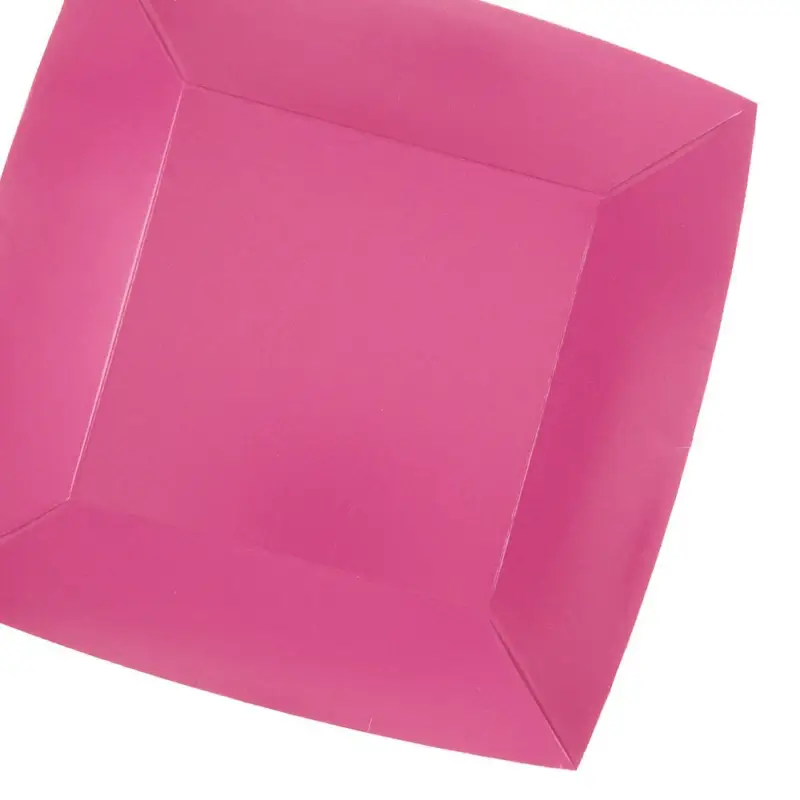 10 Grandes assiettes carrées rose bonbon premium 23 cm Table&rsquo;Colors Super Prix