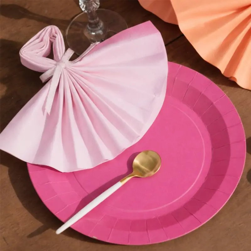 10 Grandes assiettes rondes rose bonbon premium 22,5 cm Table&rsquo;Colors Meilleur Prix