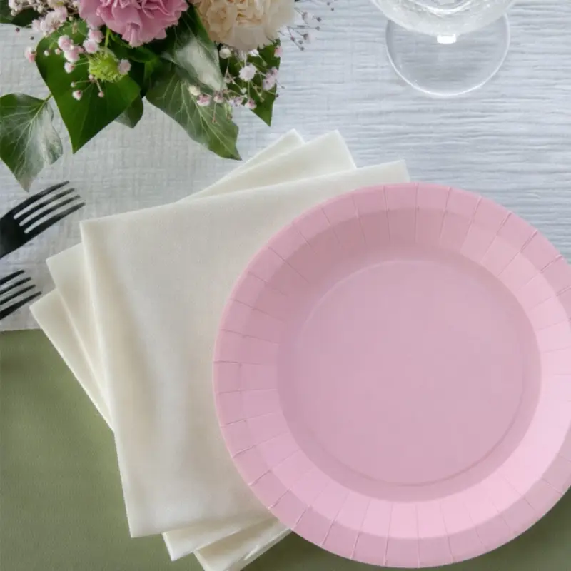 10 Petites assiettes rondes rose clair premium 17,5 cm Table&rsquo;Colors Dernier Modèle