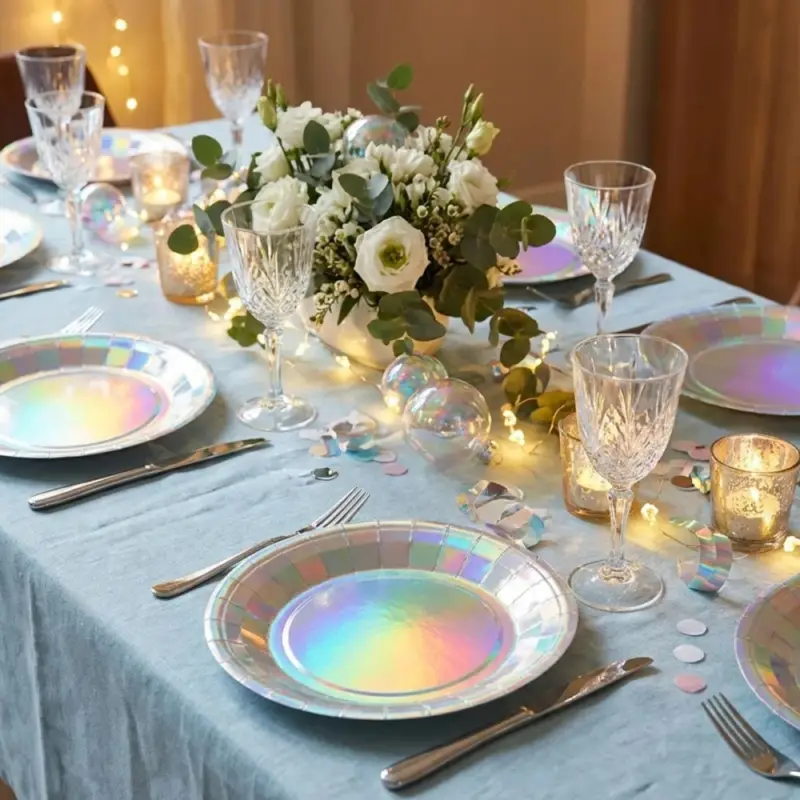 10 Assiettes rondes iris brillante 26 cm Must-Have