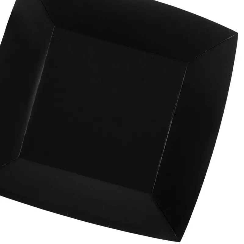 10 Grandes assiettes carrées noir premium 23 cm Table&rsquo;Colors Soldes
