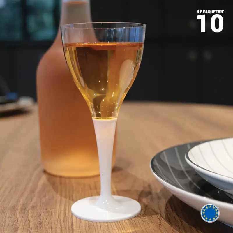 10 Verres à pied premium blancs Commande En Gros